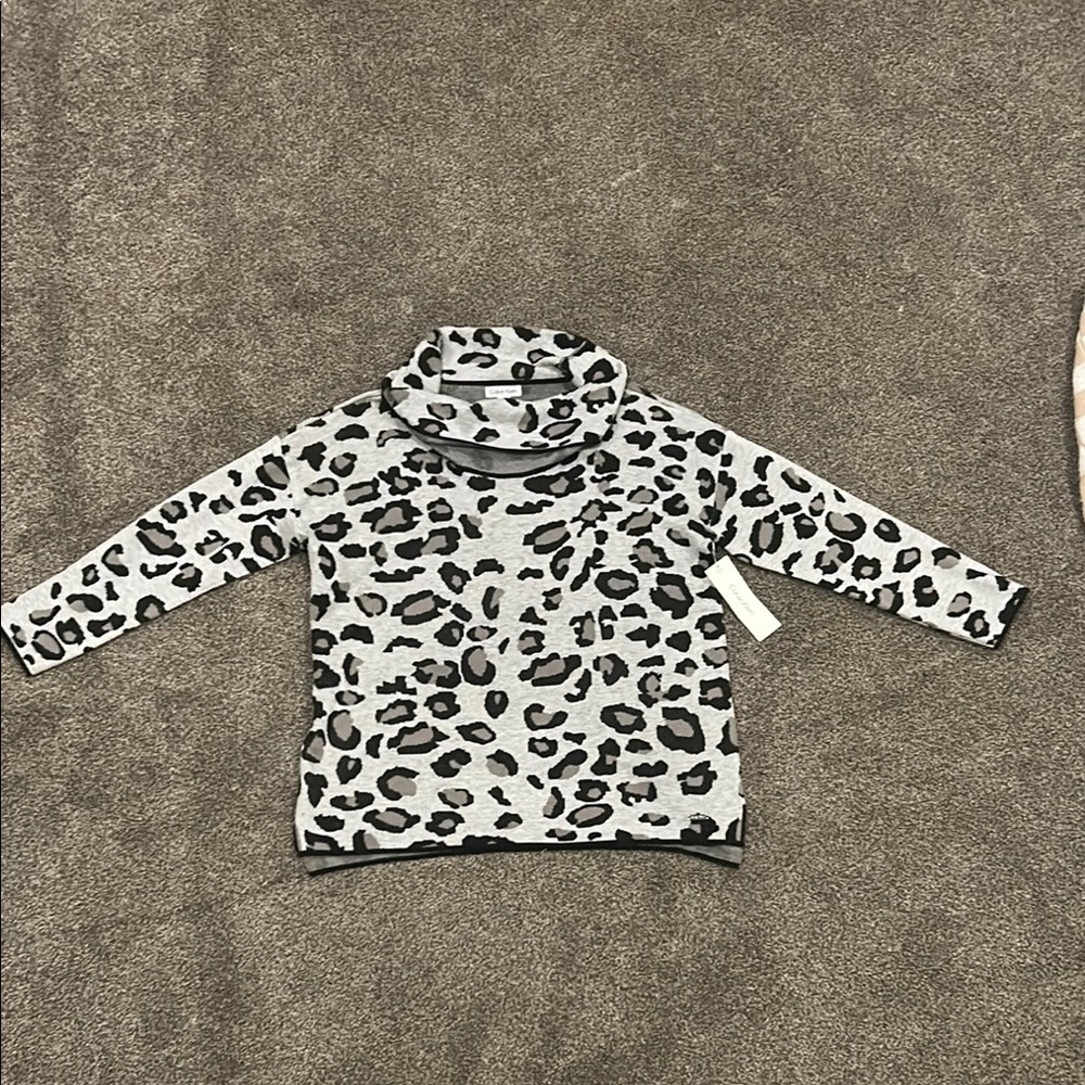 Calvin Klein Black and Gray Patterned Sweater